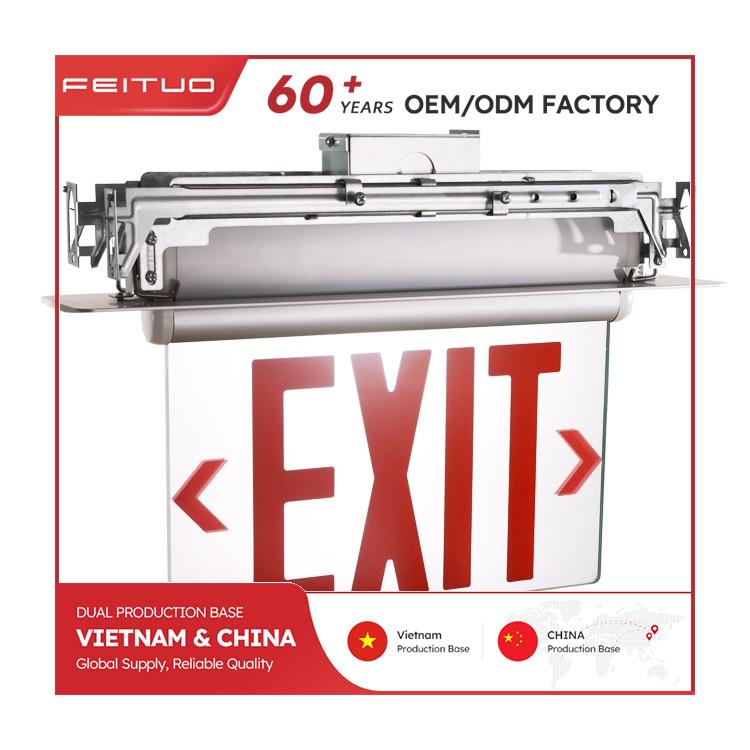 Double Face 6 Inches Aluminum Recessed Mounting LED EMERGENCY EXIT SIGN