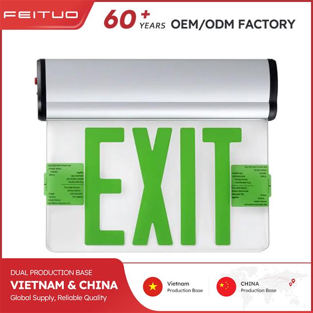 img of Aluminum Green LED Exit Sign with Mirror Backing