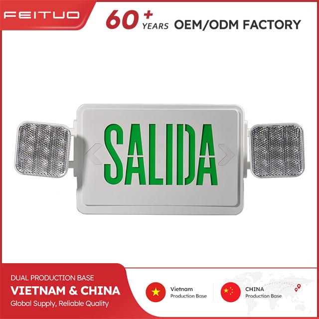 img of LED Combo EMERGENCY SALIDA SIGN with LED Heads (Green Letters)