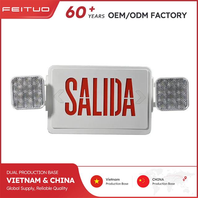 img of LED Combo EMERGENCY SALIDA SIGN with LED Heads (Red Letters)