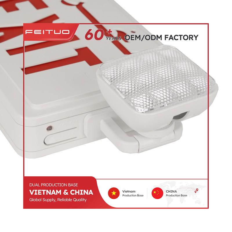 LED Combo EMERGENCY EXIT SIGN with LED Heads (Red Letters)